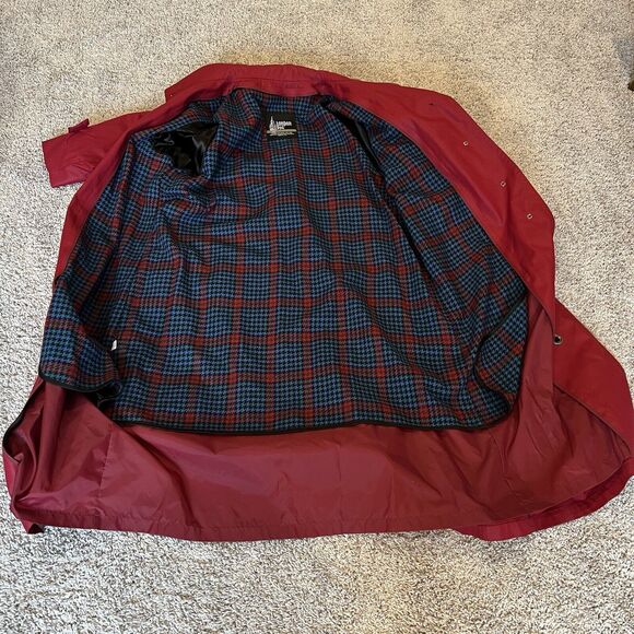 London Fog Trench Coat Red Long Jacket Zip In Liner Size 12 Petite USA Vintage - Picture 10 of 13